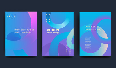 Naklejka premium Creative covers in modern minimalist style for corporate identity, branding, social media advertising, promo. Wavy shape on a blue background. Vector