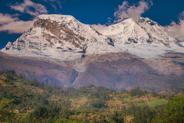 Huascaran Mountain massif in Cordillera Blanca, snowcapped Andes, Ancash, Peru