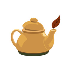 Teapot vector illustration. Teapot isolated on white background. Hygge autumn concept