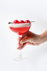 the cocktail is prepared by the bartender in the restaurant
