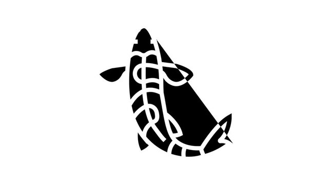 fish koi line icon animation