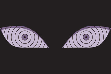 Rinnegan eye illustration,eye vector isolated on black background.