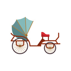 Plakat Vintage carriage with hood cartoon illustration. Retro carriage. Transportation concept