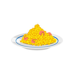 Rice dish with shrimps cartoon illustration. Rice dish, Chinese or Japanese food. Nutrition, restaurant, gastronomy concept