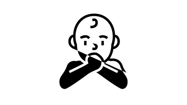 sucking reflex line icon animation