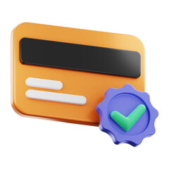 Premium online shopping credit card verify icon 3d rendering on isolated background