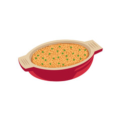 Rice porrige with peas cartoon illustration. Rice dish, Chinese or Japanese food. Nutrition, restaurant, gastronomy concept