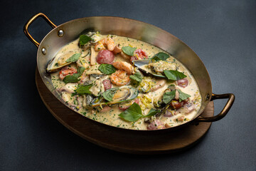 a delicious seafood dish in a restaurant
