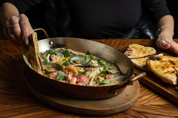 a delicious seafood dish in a restaurant
