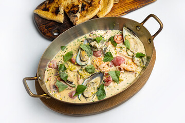 a delicious seafood dish in a restaurant
