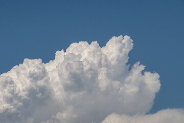 Fluffy white clouds on blue sky in Minnesota, USA
