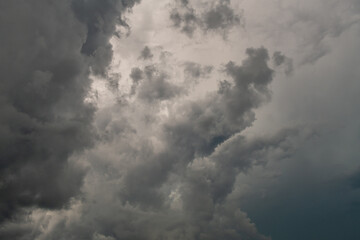 Gray storm clouds before the rain starts in Minnesota in the summer.
