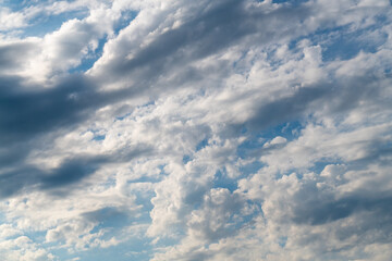 Fluffy white clouds on blue sky in Minnesota, USA
