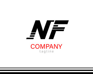 Initial Letter NF. Logo with line and striped.