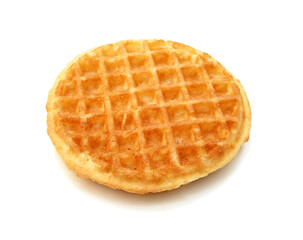 Baked waffles on white background 