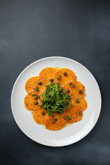 delicious carpaccio in the restaurant
