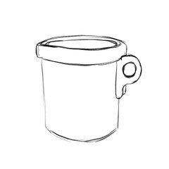 Travel plastic mug with round handle, pencil sketch illustration