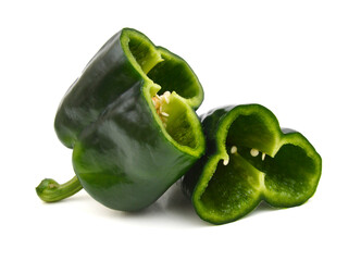 Green chilies (jalapeno) on white background 