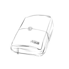 Traveler's diary or journal on a button fastener with a ribbon bookmark, pencil sketch illustration