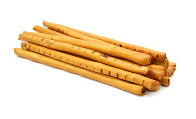 Bread sticks on white background