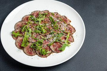 delicious carpaccio in the restaurant
