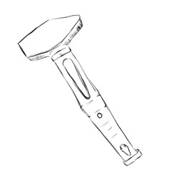 Professional hammer with rubberized handle pencil sketch illustration