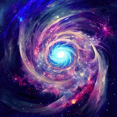 A colorful spiral galaxy in outer space