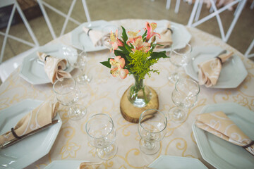 table set and decorated for party 