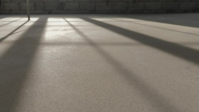 Finished Floor Screed. Smooth Floors Made of Cement Mix, Industrial Concreting