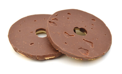 Chocolate cookie isolated on white background