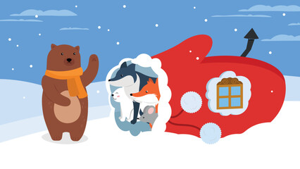 background for finger theater to a fairy tale mitten