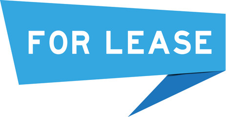 Blue color speech banner with word for lease on white background