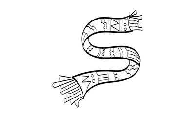 Vintage Holiday Icon. Hand Drawn outline Christmas Illustration. Vector element for Christmas Design