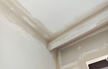 drywall plaster repair in a private house. make a niche from drywall