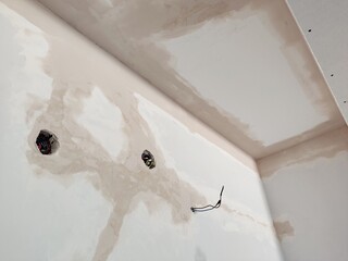 drywall plaster repair in a private house. make a niche from drywall - obrazy, fototapety, plakaty