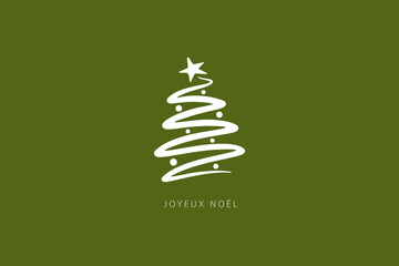French text Joyeux Noël. Merry Christmas. Card template. Vector illustration
