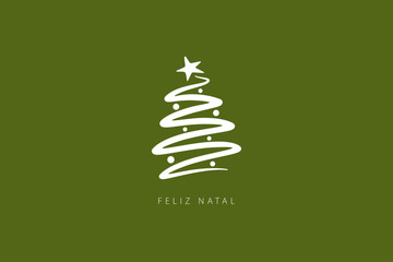 Portuguese text: Feliz Natal. Merry Christmas. Card template. Vector illustration