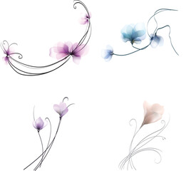 watercolor flowers vignette colorful template for design vintage blooming background vector