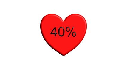 40 red heart percent discount sale