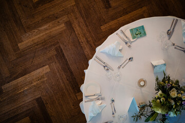 Tischdekoration von oben