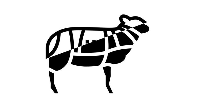 meat sheep line icon animation