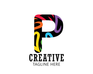 Minimalist and simple Modern p  icon, logo template gradient color concept logo for company and personal use .vector file eps 10