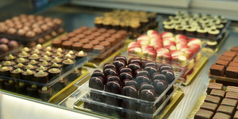 Colorful handmade candies. Chocolate candies