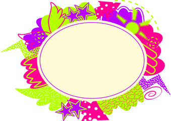 Oval social media template with graphical frame