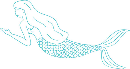 Mermaid Line Illustration