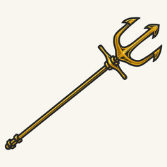 Trident Poseidon colorful vintage emblem