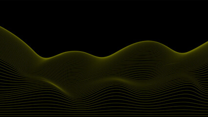 Dark background Olive Green wave lines. Flowing green waves design Abstract digital wave. Flow. Line Vector illustration for tech futuristic innovation concept modern Background Graphic design Land