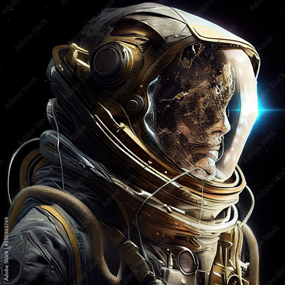 Wall mural a fictional person, not based on a real person. portrait of an fictional astronaut in a spacesuit. h