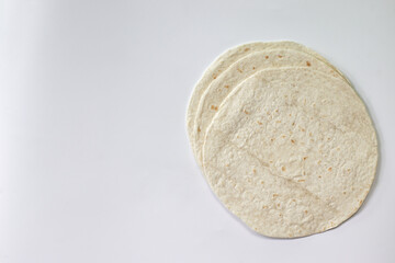 Tortilla wrap on white background.