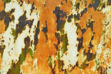 Background, texture, motley surface of a metal sheet with the remains of a dull paint